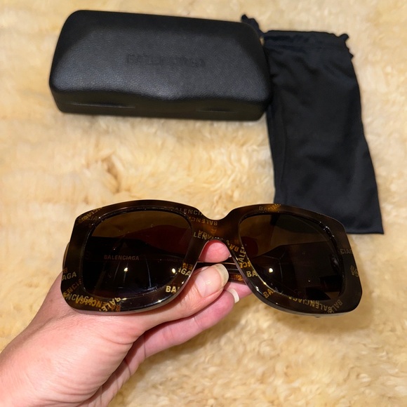 Original BALENCIAGA Logo 53 MM SQUARE BB0069S 0069S SUNGLASSES Havana 002 - Picture 12 of 13